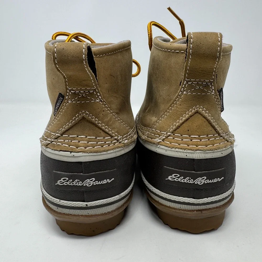 Eddie Bauer Hunt Pac Duck Boots Brown Leather Waterproof Rubber Ankle Women's 10